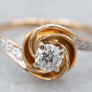 Golden Spiral Diamond Engagement Ring met CE-Keurmerk