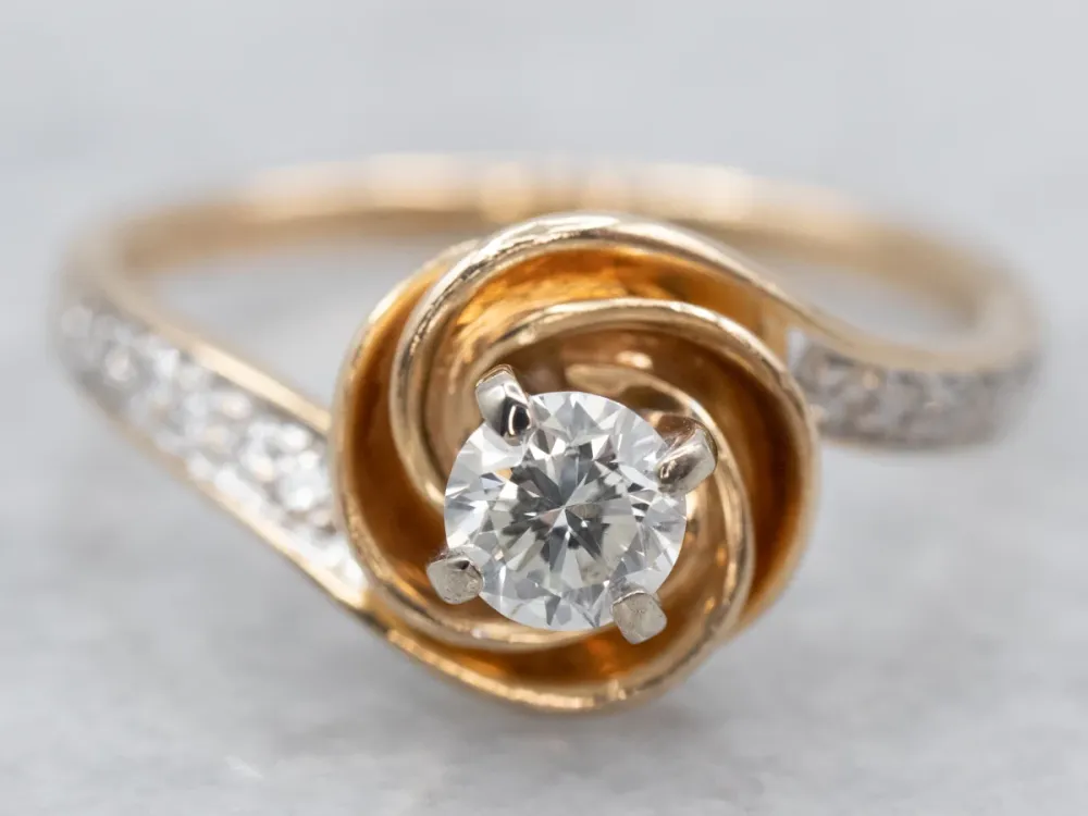 Golden Spiral Diamond Engagement Ring met CE-Keurmerk