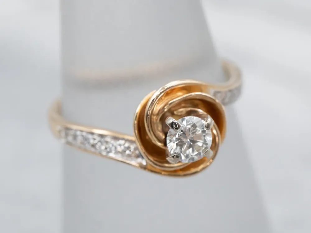 Golden Spiral Diamond Engagement Ring met CE-Keurmerk