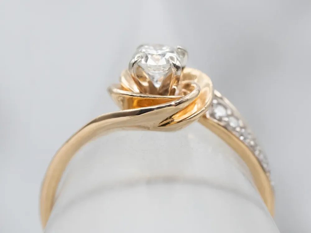 Golden Spiral Diamond Engagement Ring met CE-Keurmerk