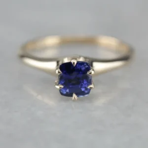 Gorgeous Royal Blauw Sapphire Solitaire Ring - DIN Norm