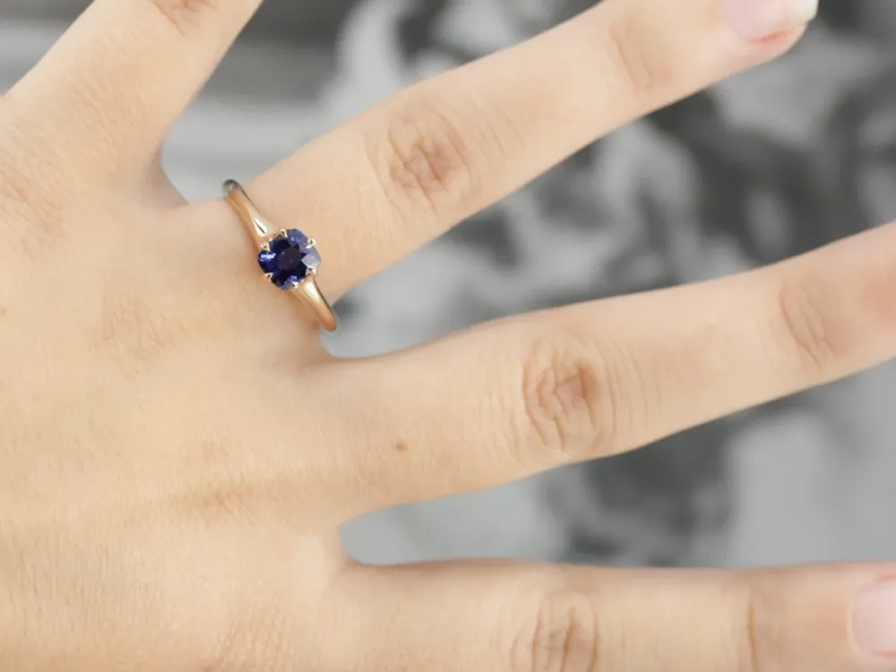 Gorgeous Royal Blauw Sapphire Solitaire Ring - DIN Norm