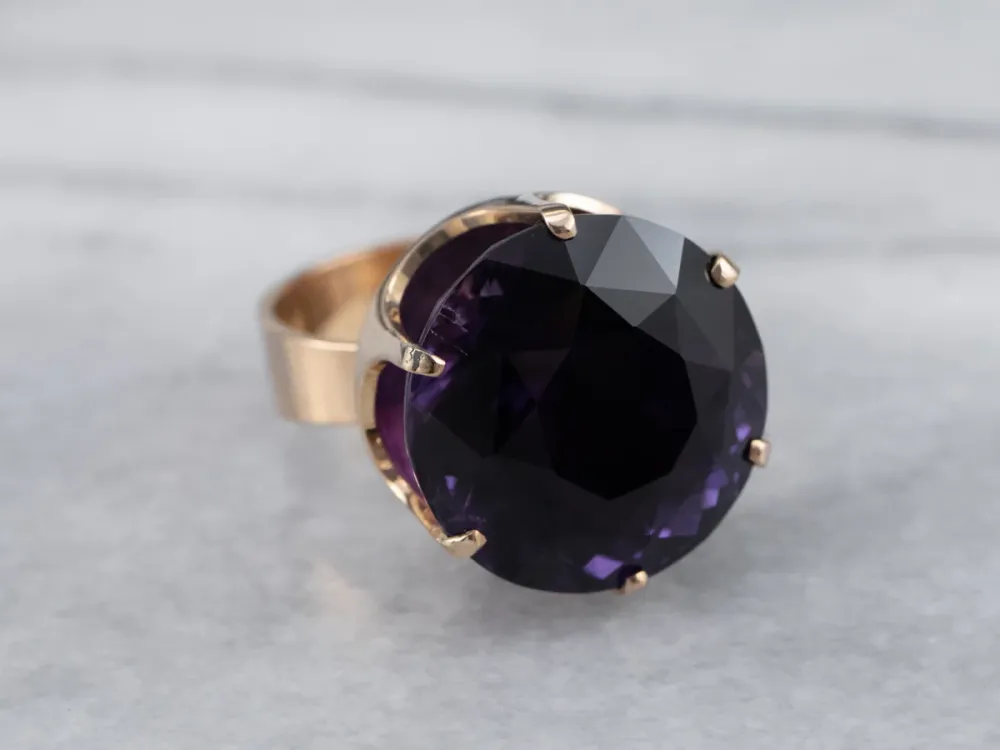 Goud Amethyst Statement Ring
