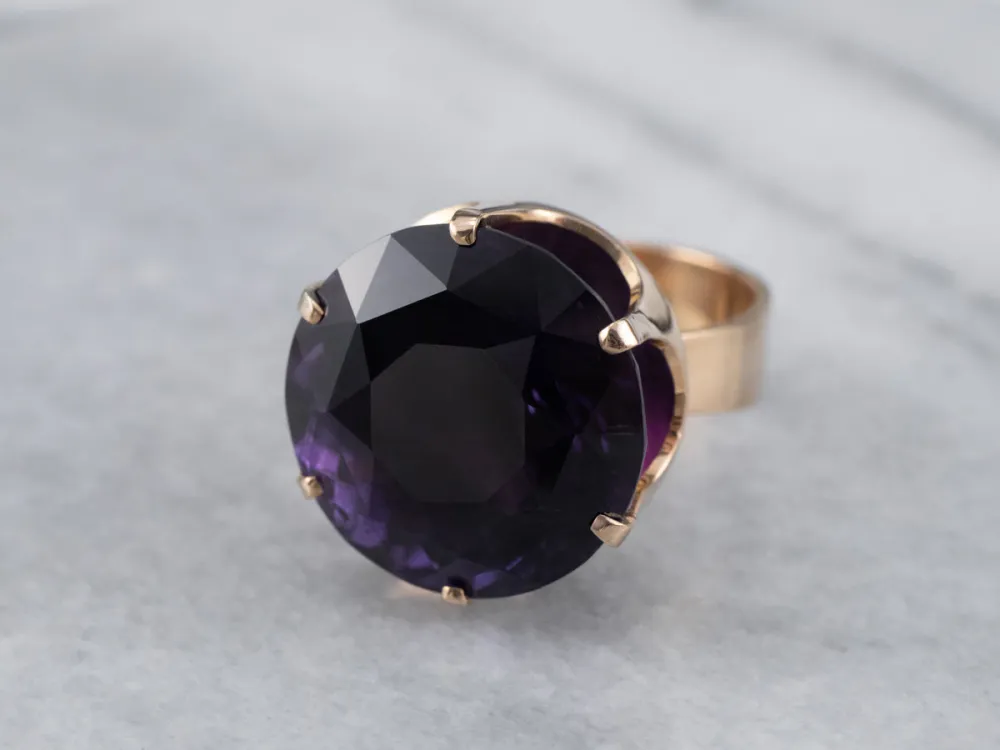 Goud Amethyst Statement Ring