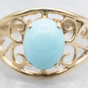Goudgeel Gold Filigree Turquoise Ring - DIN Norm