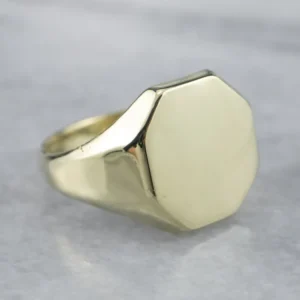 Green Gold Vintage Octagon Signet Ring