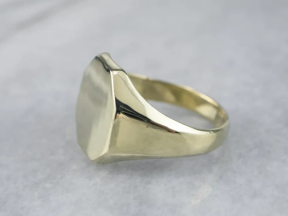 Green Gold Vintage Octagon Signet Ring