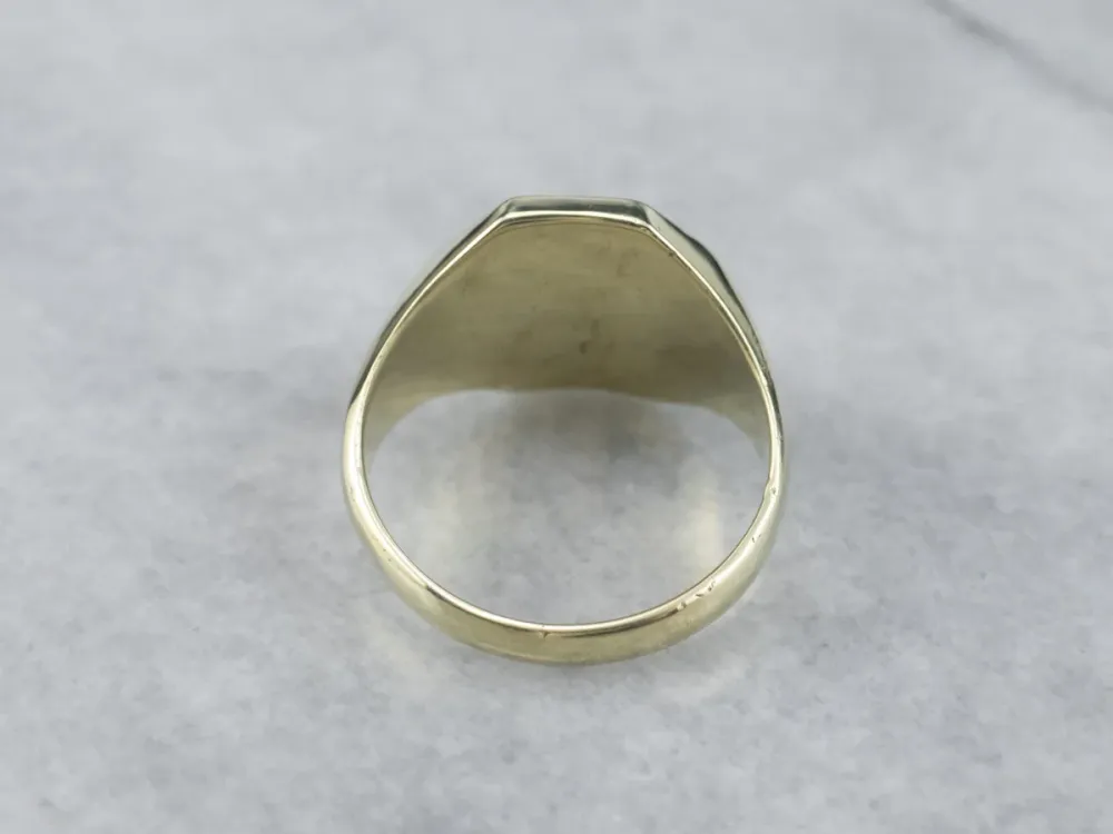 Green Gold Vintage Octagon Signet Ring