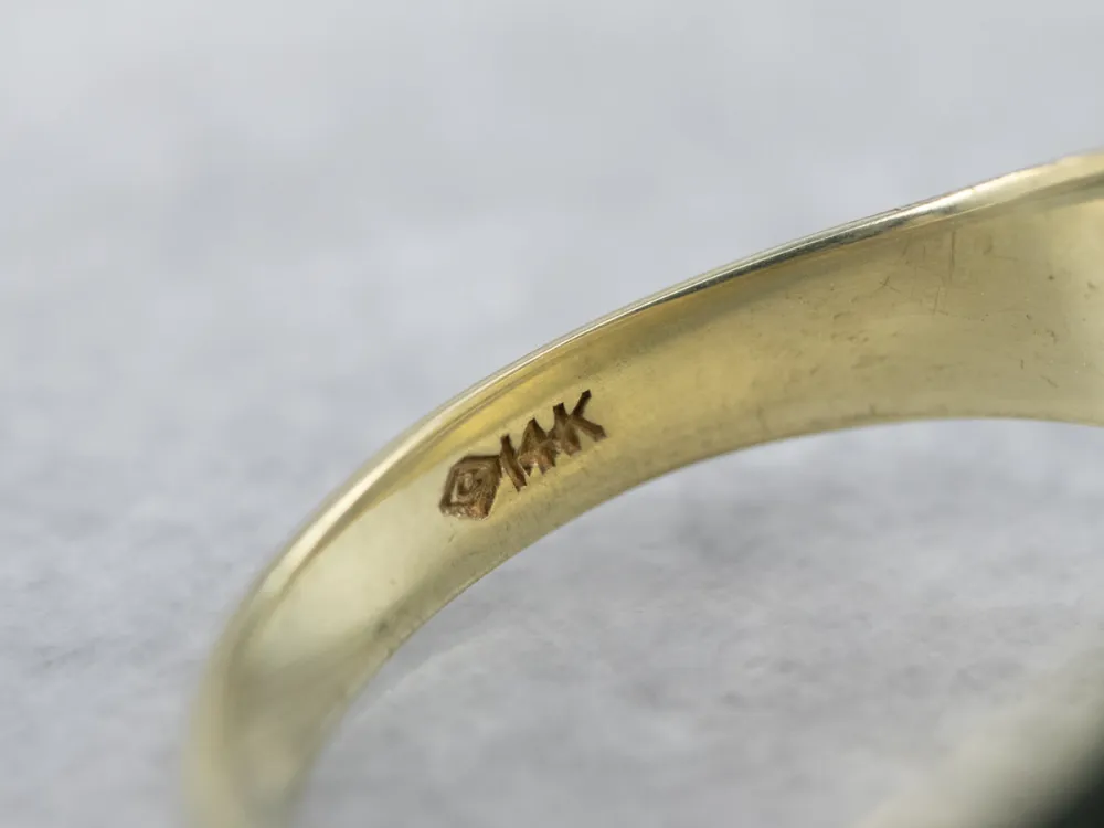 Green Gold Vintage Octagon Signet Ring