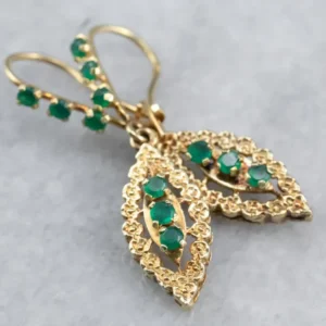 Green Onyx Gouden Marquise Drop Earrings