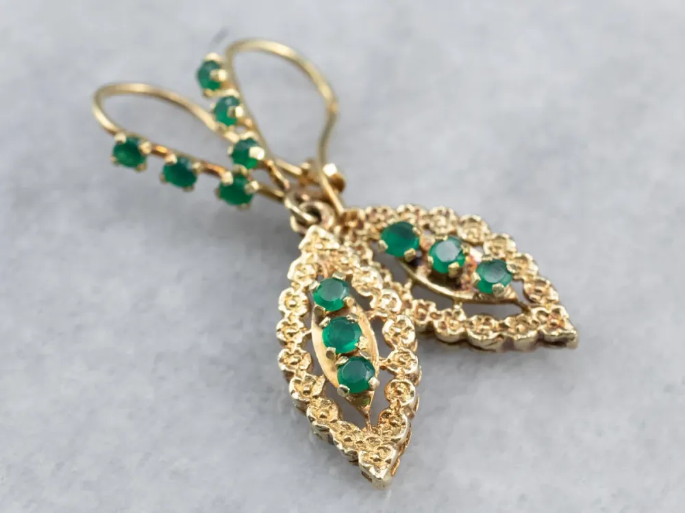 Green Onyx Gouden Marquise Drop Earrings