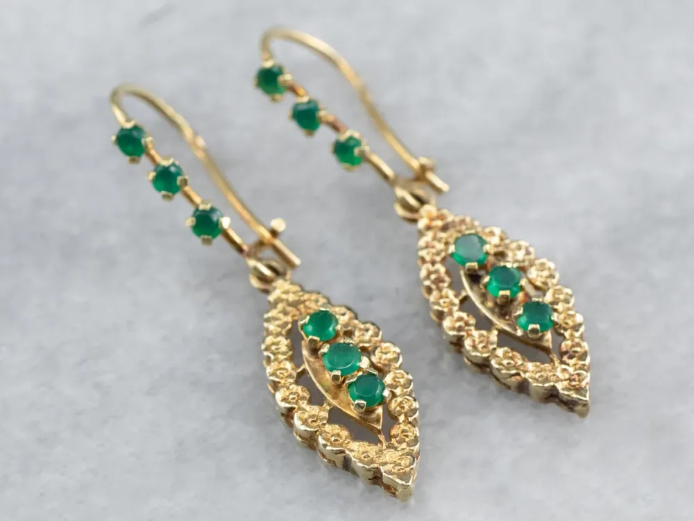 Green Onyx Gouden Marquise Drop Earrings