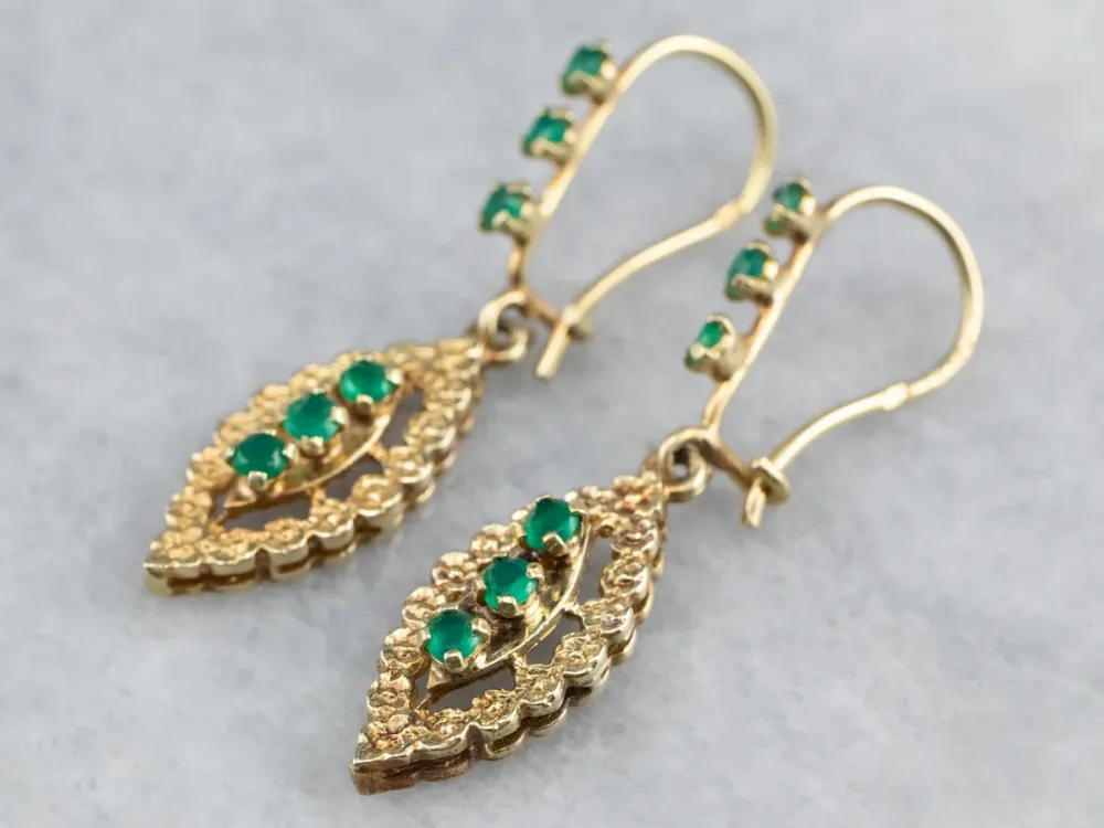 Green Onyx Gouden Marquise Drop Earrings