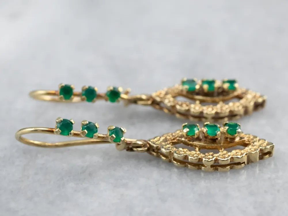 Green Onyx Gouden Marquise Drop Earrings