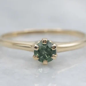 Green Sapphire Yellow Gouden Solitaire Ring