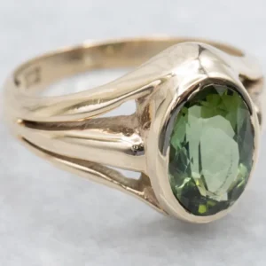 Green Tourmaline Solitaire Ring