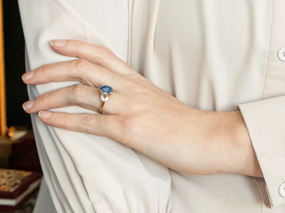 High-End Sapphire and Diamond Engagement Ring