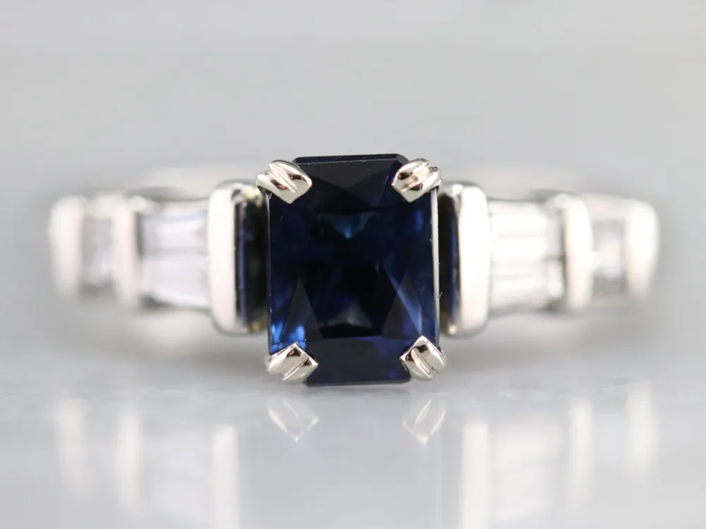 Industrieel Zwaar Belast Actueel Platinum Sapphire and Diamond Engagement Ring