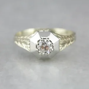 Industrieel Zwaar Belast Antique Art Deco Diamond Engagement Ring