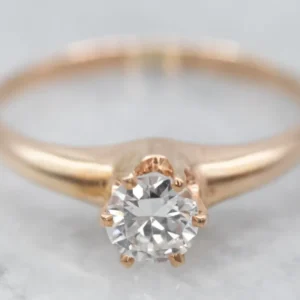Industrieel Zwaar Belast Antique European Cut Diamond Solitaire Engagement Ring