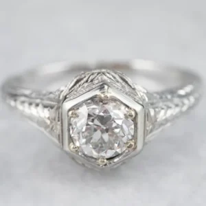 Industrieel Zwaar Belast Antique Old European Cut Diamond Engagement Ring