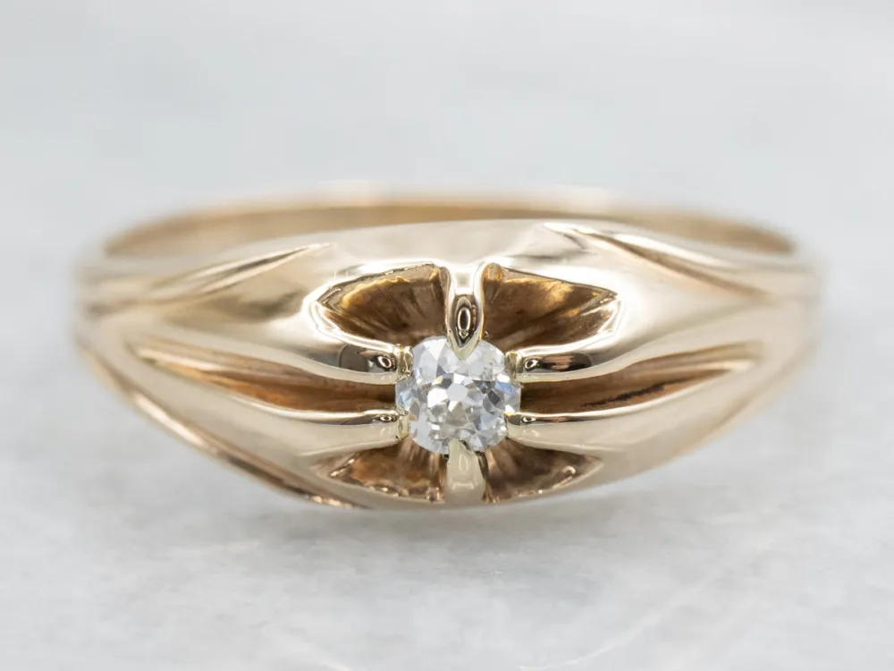 Industrieel Zwaar Belast Belcher Set Old Mine Cut Diamond Engagement Ring