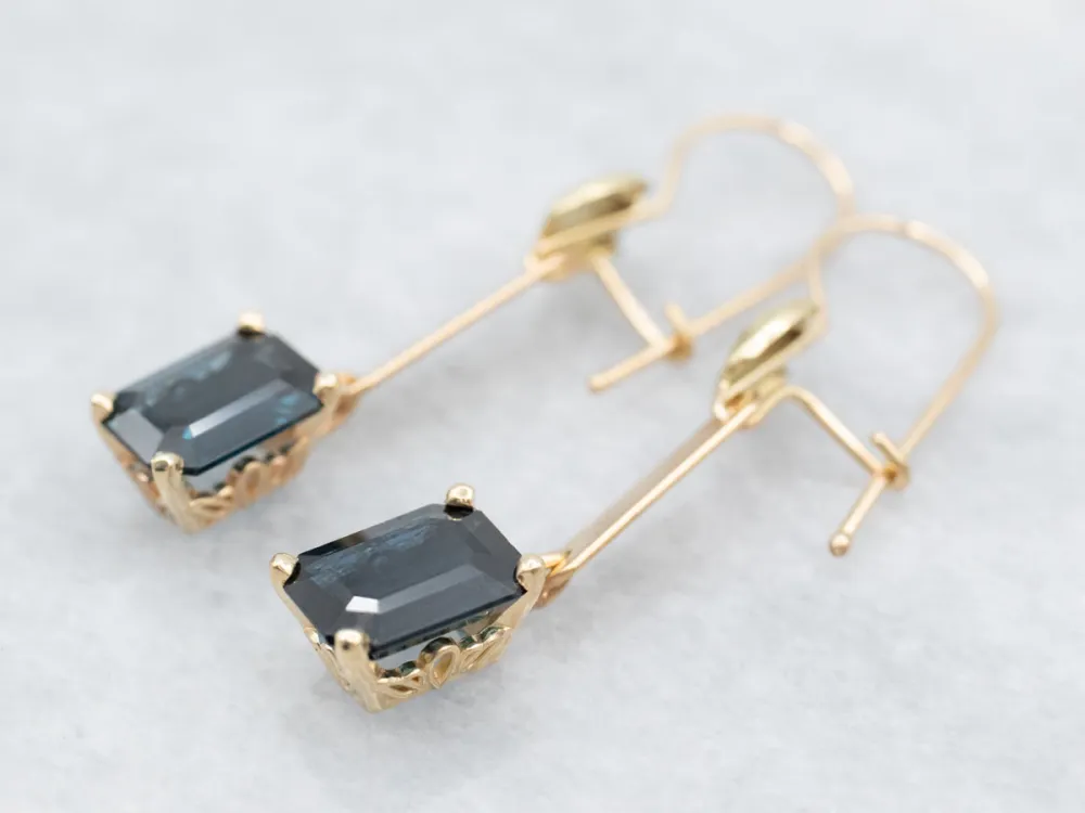 Industrieel Zwaar Belast Botanical Zeeblauw Sapphire Drop Earrings