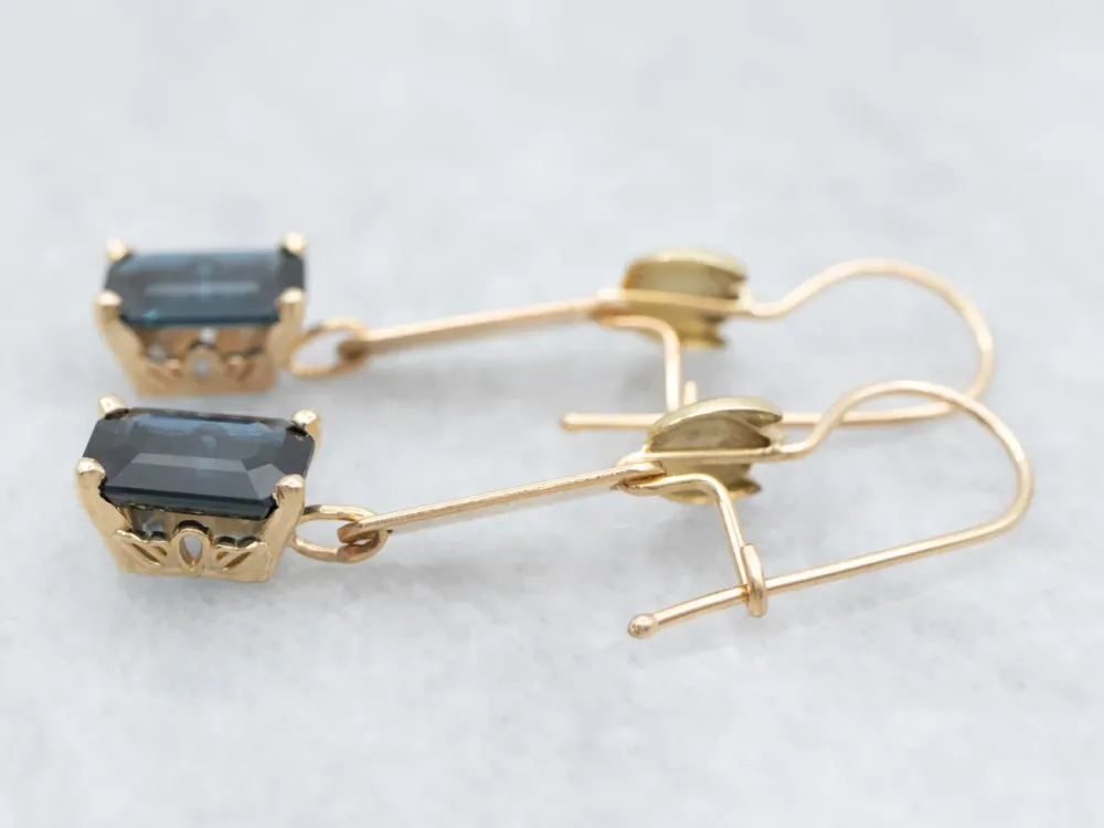 Industrieel Zwaar Belast Botanical Zeeblauw Sapphire Drop Earrings