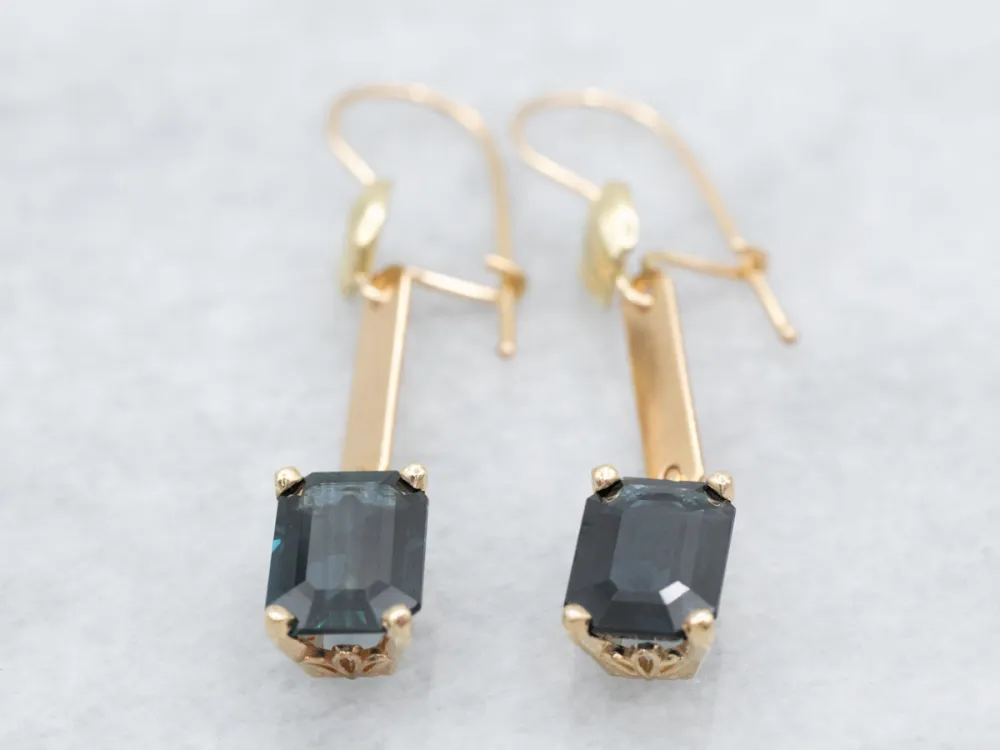 Industrieel Zwaar Belast Botanical Zeeblauw Sapphire Drop Earrings