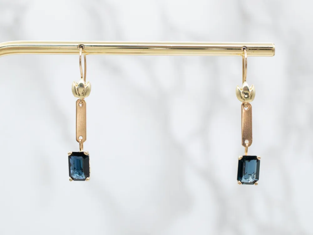 Industrieel Zwaar Belast Botanical Zeeblauw Sapphire Drop Earrings