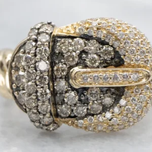 Industrieel Zwaar Belast Champagne and Brilliant Diamond Buckle Ring