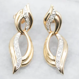 Industrieel Zwaar Belast Diamond Swirl Stud Back Drop Earrings