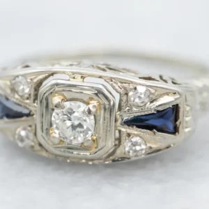 Industrieel Zwaar Belast Floral Art Deco Diamond Engagement Ring
