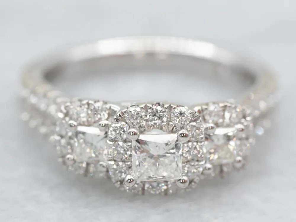 Industrieel Zwaar Belast Glittering Multi- Halo Diamond Engagement Ring