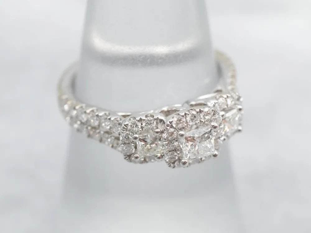 Industrieel Zwaar Belast Glittering Multi- Halo Diamond Engagement Ring