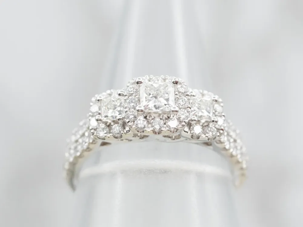 Industrieel Zwaar Belast Glittering Multi- Halo Diamond Engagement Ring