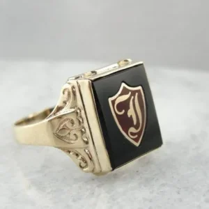 Industrieel Zwaar Belast Kinsley & Sons Mens Onyx Shield Ring
