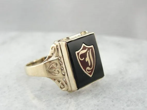 Industrieel Zwaar Belast Kinsley & Sons Mens Onyx Shield Ring