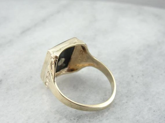 Industrieel Zwaar Belast Kinsley & Sons Mens Onyx Shield Ring
