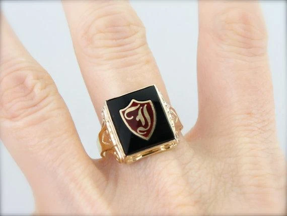 Industrieel Zwaar Belast Kinsley & Sons Mens Onyx Shield Ring