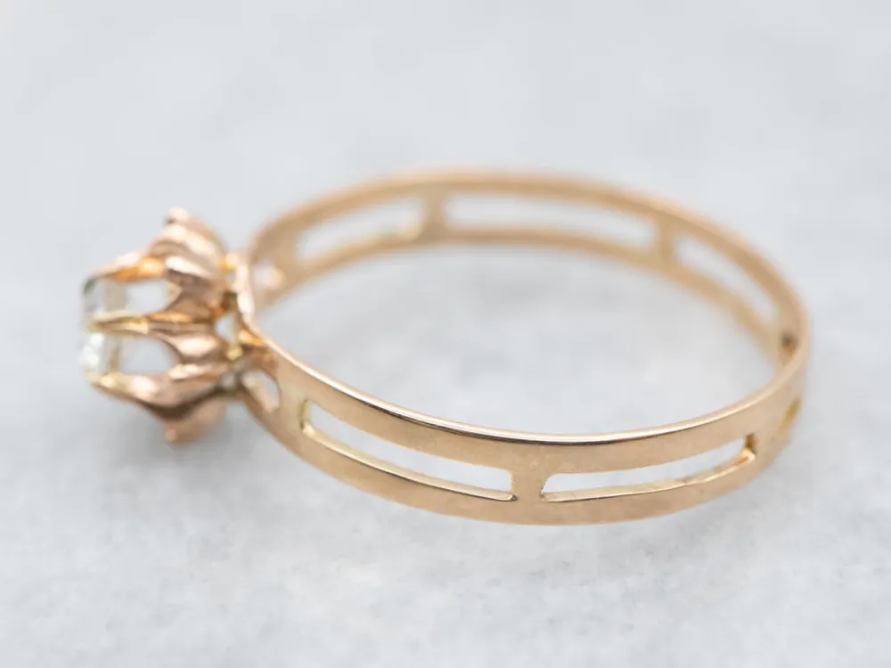 Industrieel Zwaar Belast Lovely Old Mine Cut Diamond Buttercup Ring
