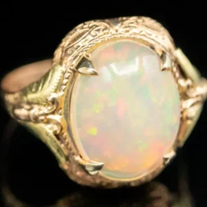 Industrieel Zwaar Belast Ornate Art Nouveau Butterfly Opal Ring