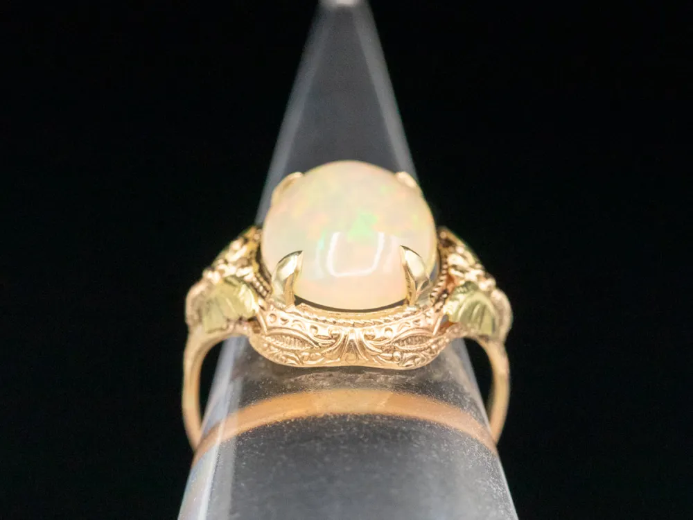 Industrieel Zwaar Belast Ornate Art Nouveau Butterfly Opal Ring
