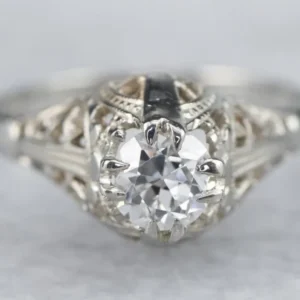 Industrieel Zwaar Belast Ostby and Barton Diamond Solitaire Engagement Ring