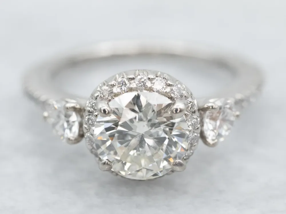 Industrieel Zwaar Belast Platinum Diamond Halo Engagement Ring