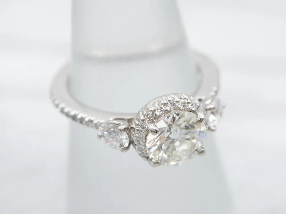Industrieel Zwaar Belast Platinum Diamond Halo Engagement Ring