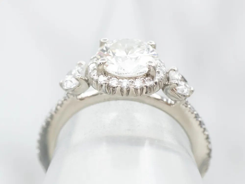 Industrieel Zwaar Belast Platinum Diamond Halo Engagement Ring