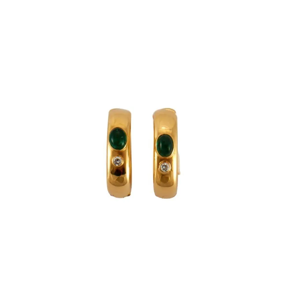 Industrieel Zwaar Belast POIRAY - Emerald Diamond Hoop Earrings
