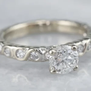 Industrieel Zwaar Belast Scrolling Diamond Engagement Ring