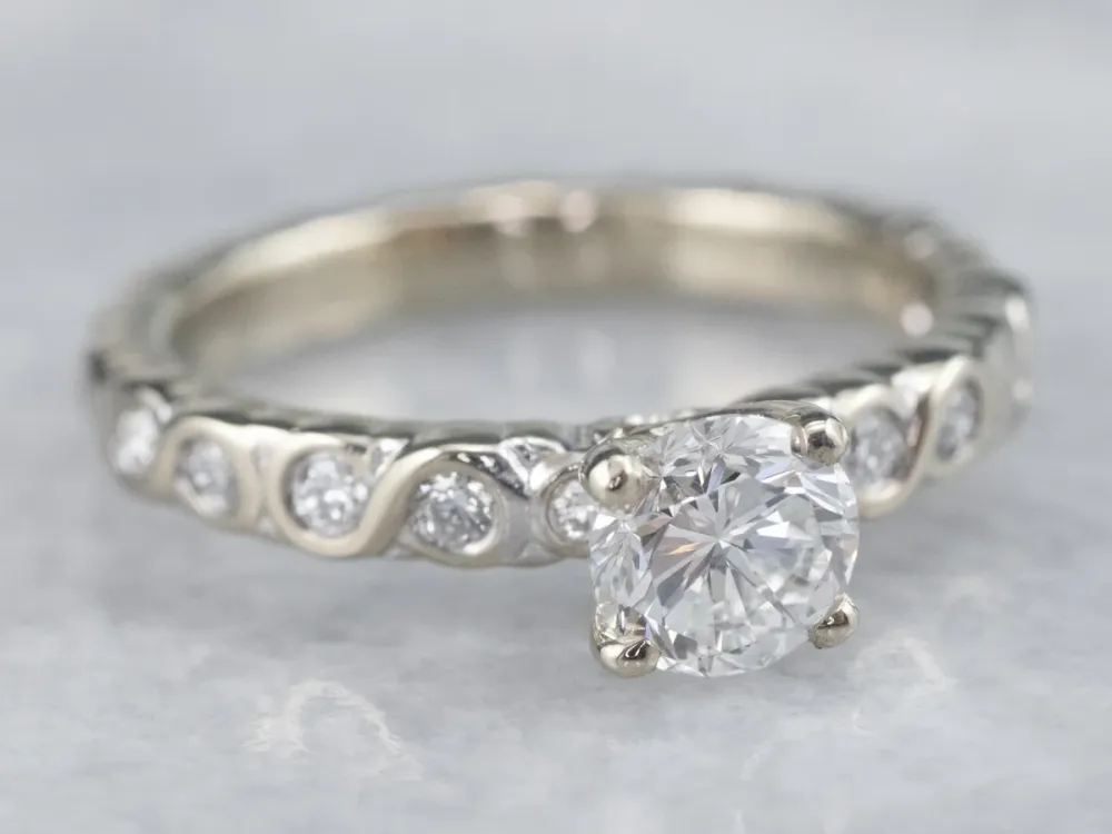 Industrieel Zwaar Belast Scrolling Diamond Engagement Ring